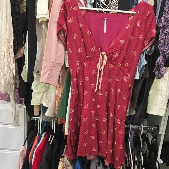 Free People Everyone's Favorite Pink Floral Mini Dress S - Picture 8 of 9